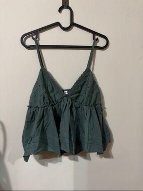 bp Olive Green Crochet-Detail Spaghetti Strap Camisole